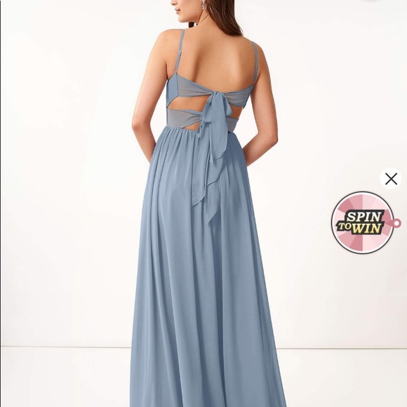 Azazie Blue Sleeveless Sweetheart Maxi Gown - Picture 3 of 8